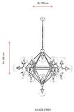 AVONNI AV-60163-21BSY Siyah Boyalı Modern Avize E27 Metal Cam 150cm