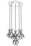 AVONNI AV-60161-6T-BSY Siyah Boyalı Modern Avize E27 Metal Cam 50cm