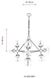 AVONNI AV-60163-10BSY Siyah Boyalı Modern Avize E27 Metal Cam 100cm