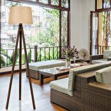 AVONNI LM-65214-1E Eskitme Kaplama Lambader E27 Ahşap Kumaş 40cm