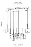 AVONNI AV-60043-E-ELLIPSE-BF Eskitme Kaplama Modern Avize E14 Metal Cam 70x35cm