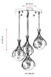 AVONNI AV-60161-4KT Krom Kaplama Modern Avize E27 Metal Cam 40cm