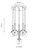 AVONNI AV-60216-6ET Eskitme Kaplama Modern Avize E27 Metal Cam 50cm