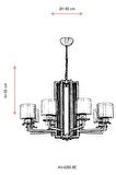 AVONNI AV-60190-8E Eskitme Kaplama Modern Avize E27 Metal Cam 80cm
