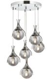 AVONNI AV-60161-6KT Krom Kaplama Modern Avize E27 Metal Cam 50cm