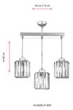 AVONNI AV-65230-3Y-BSY Siyah Boyalı Modern Avize E27 Metal Kristal 54x15cm
