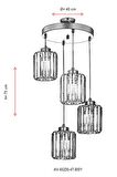 AVONNI AV-65230-4T-BSY Siyah Boyalı Modern Avize E27 Metal Kristal 40cm