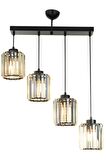 AVONNI AV-65230-4Y-BSY Siyah Boyalı Modern Avize E27 Metal Kristal 64x15cm