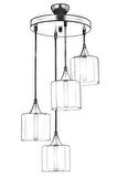 AVONNI AV-65233-4T-BSY-B Siyah Boyalı Modern Avize E27 Metal Cam 40cm