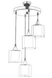 AVONNI AV-65233-4T-BSY-F Siyah Boyalı Modern Avize E27 Metal Cam 40cm