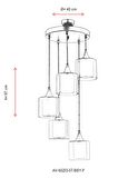 AVONNI AV-65233-5T-BSY-F Siyah Boyalı Modern Avize E27 Metal Cam 40cm