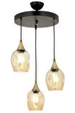 AVONNI AV-65234-3T-BSY Siyah Boyalı Modern Avize E27 Metal Cam 40cm