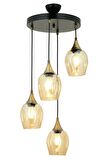 AVONNI AV-65234-4T-BSY Siyah Boyalı Modern Avize E27 Metal Cam 40cm