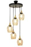 AVONNI AV-65234-5T-BSY Siyah Boyalı Modern Avize E27 Metal Cam 40cm