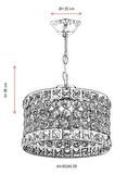 AVONNI AV-65240-3S Sarı Kaplama Modern Avize E27 Metal Kristal 25cm