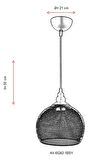 AVONNI AV-65242-1BSY Siyah Boyalı Modern Avize E27 Metal Telli 21cm