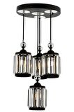 AVONNI AV-60314-4T-BSY Siyah Boyalı Modern Avize E27 Metal Kristal 35cm