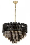 AVONNI AV-60354-80BSY Siyah Boyalı Klasik Avize E27 Metal Cam 80cm