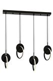 AVONNI AV-60370-4Y-BSY Siyah Boyalı Modern Avize LED Metal Ahşap Pleksi 80x12cm