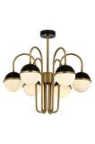 AVONNI AV-60387-6E Siyah/Eskitme Boya/Kaplama Modern Avize E27 Metal Cam 60cm