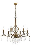 AVONNI AV-60394-6E Eskitme Kaplama Klasik Avize E14 Metal Kristal 80cm