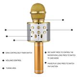 Karaoke Mikrofon Bluetooth Hoparlör Usb Sd Kart ve Aux Girişli - Gold