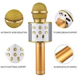 Karaoke Mikrofon Bluetooth Hoparlör Usb Sd Kart ve Aux Girişli - Gold
