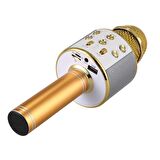 Karaoke Mikrofon Bluetooth Hoparlör Usb Sd Kart ve Aux Girişli - Gold