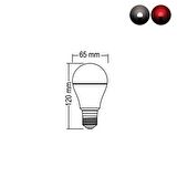 9W+2W E27 Kırmızı 6500K 3 Kademeli Renkli Led Ampul