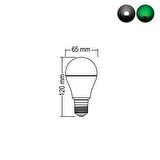 9W+2W E27 Yeşil 6500K 3 Kademeli Renkli Led Ampul