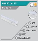 6W 30 cm T5 LED DAR BANT ARMATÜR GüNIŞIĞI 3200K