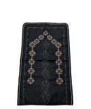 Çeyizlik Kanaviçe Etamin İşleme Nakışlı Siyah Seccade 70 X 120