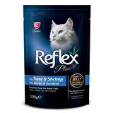 Reflex Plus Pouch Jelly Tuna Ton Balıklı ve Karidesli Jöleli Kedi Yaş Mama 100 Gr
