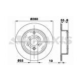 Toyota Arka Fren Disk (aynası) Duz Toyota Avensis 1.6 1.8 2.0d 03>08 (280×5) - Braxıs Ae0270
