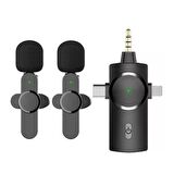 DAYTONA K9-C2 Type-C+LIGHTNING+2'Lİ YAKA MİKROFON