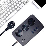 DAYTONA Gbx MG-103 AKILLI TERMAL 3 PRİZ+3USB, 2m KABLO,10A