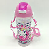 Beautiful Unicorn Temalı Pipetli Askılı Suluk Matara 610 Ml.