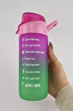 Herevin 500 Ml Çift Renk Ölçü Baskılı Motivasyon Cam Su Şişesi Pembe – 11808-161