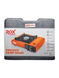 Rox Camping 0189 Tekli Portatif Kamp Ocak - Turuncu, Rüzgarlıklı, Ekstra Gaz Girişli
