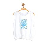 8-14 Yaş Kız Çocuk T-Shirt Firuze Baskılı