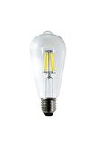Led Rustik Şeffaf 6 W Beyaz Işık Ampul 6500k