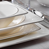 Schafer Glamor Pure 60 Parça 12 Kişilik Klasik Kare Porselen Yemek Takımı 