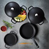 Schafer Pro Cast Döküm Derin Tencere-24cm-Siyah