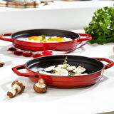 Schafer Guss Chef Döküm Sahan Çift Kulplu 19Cm-1 Parça-Kırmızı