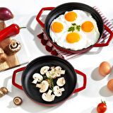 Schafer Guss Chef Döküm Sahan Çift Kulplu 19Cm-1 Parça-Kırmızı
