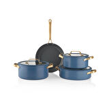 Schafer Sapphire 7 Parça Seramik Tencere Seti-Mavi/Gold