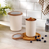 Schafer Ashley 2 li Silindir Saklama Kabı-Krem