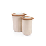 Schafer Ashley 2 li Silindir Saklama Kabı-Krem