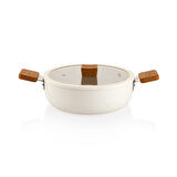 Schafer Ceramoni Seramik Basık Tencere 24 Cm-Krem