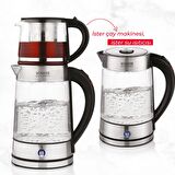 Schafer Gourmemaxx Işıklı 2200 W Cam 1.7 lt Elektrikli Çay Makinesi 